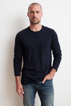 SIMEON RAW EDGE COTTON SLUB TEE Velvet by Graham & Spencer