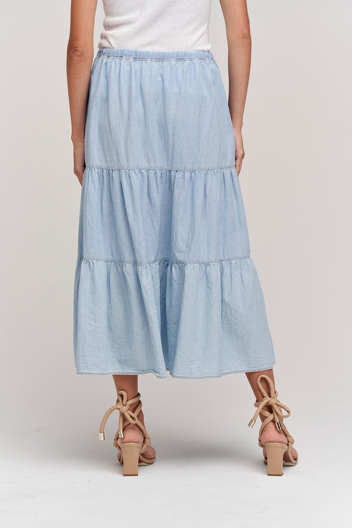 SIMONE CHAMBRAY TIERED SKIRT - Velvet Staging 2.0-26916343775428