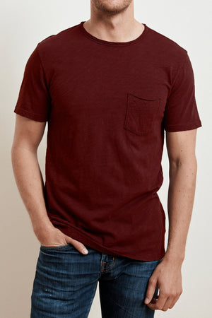 CHAD RAW EDGE COTTON SLUB POCKET TEE