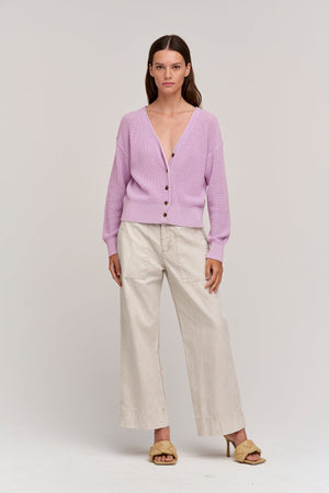 SOLANGE TEXTURED COTTON CARDIGAN - Velvet Staging 2.0
