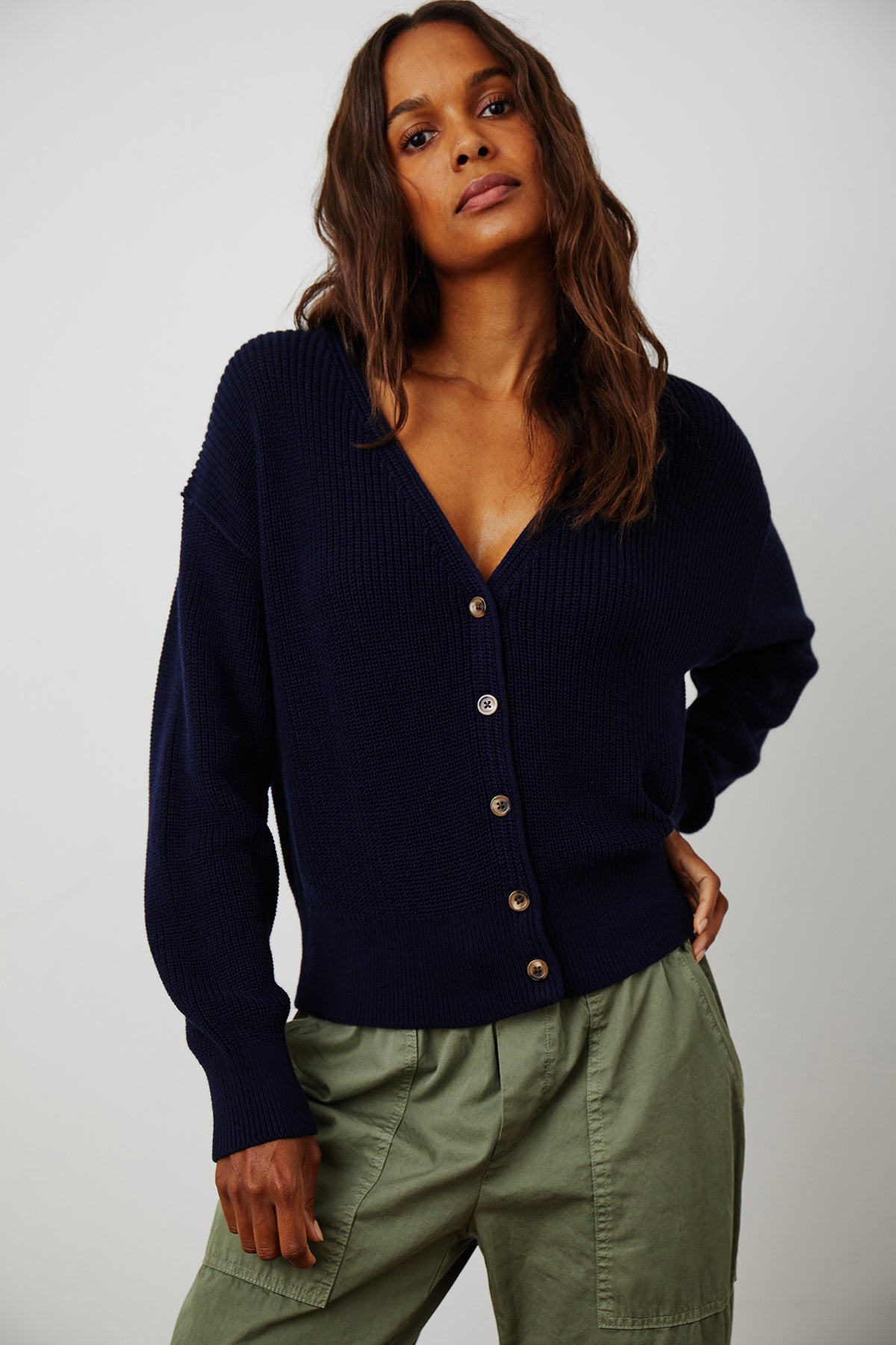 SOLANGE TEXTURED COTTON CARDIGAN - Velvet Staging 2.0-26916355801284