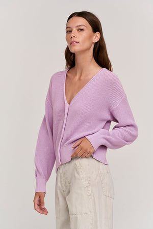 SOLANGE TEXTURED COTTON CARDIGAN - Velvet Staging 2.0