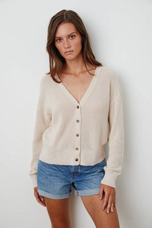 SOLANGE TEXTURED COTTON CARDIGAN - Velvet Staging 2.0