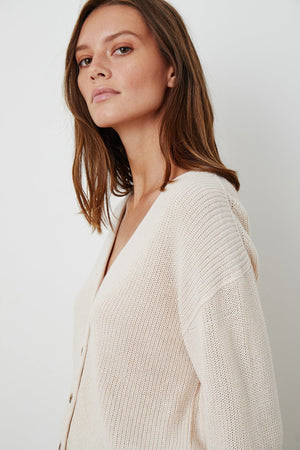 SOLANGE TEXTURED COTTON CARDIGAN - Velvet Staging 2.0