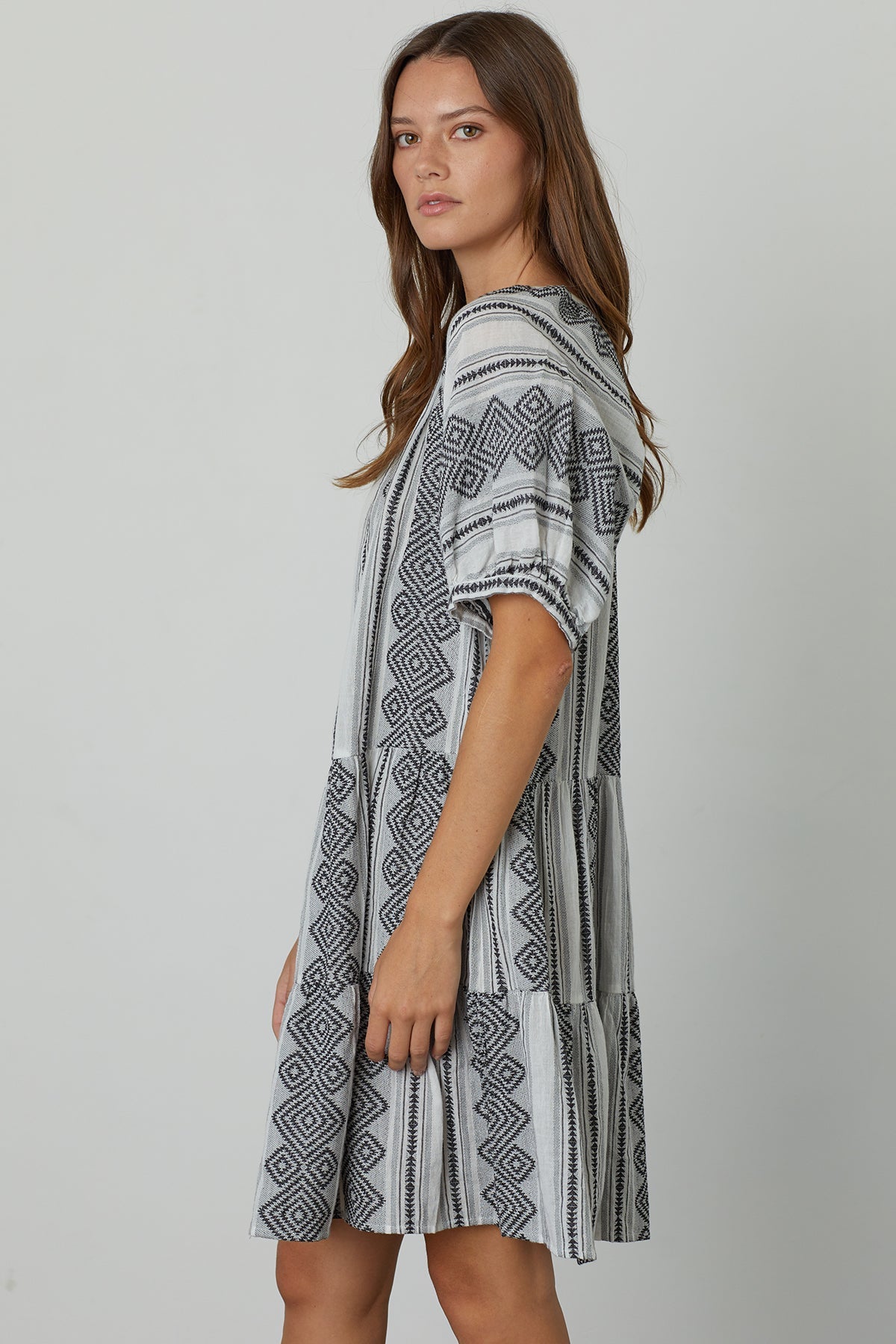 SOPHIE PUFF SLEEVE JACQUARD DRESS - Velvet Staging 2.0