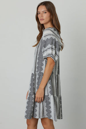 SOPHIE PUFF SLEEVE JACQUARD DRESS - Velvet Staging 2.0