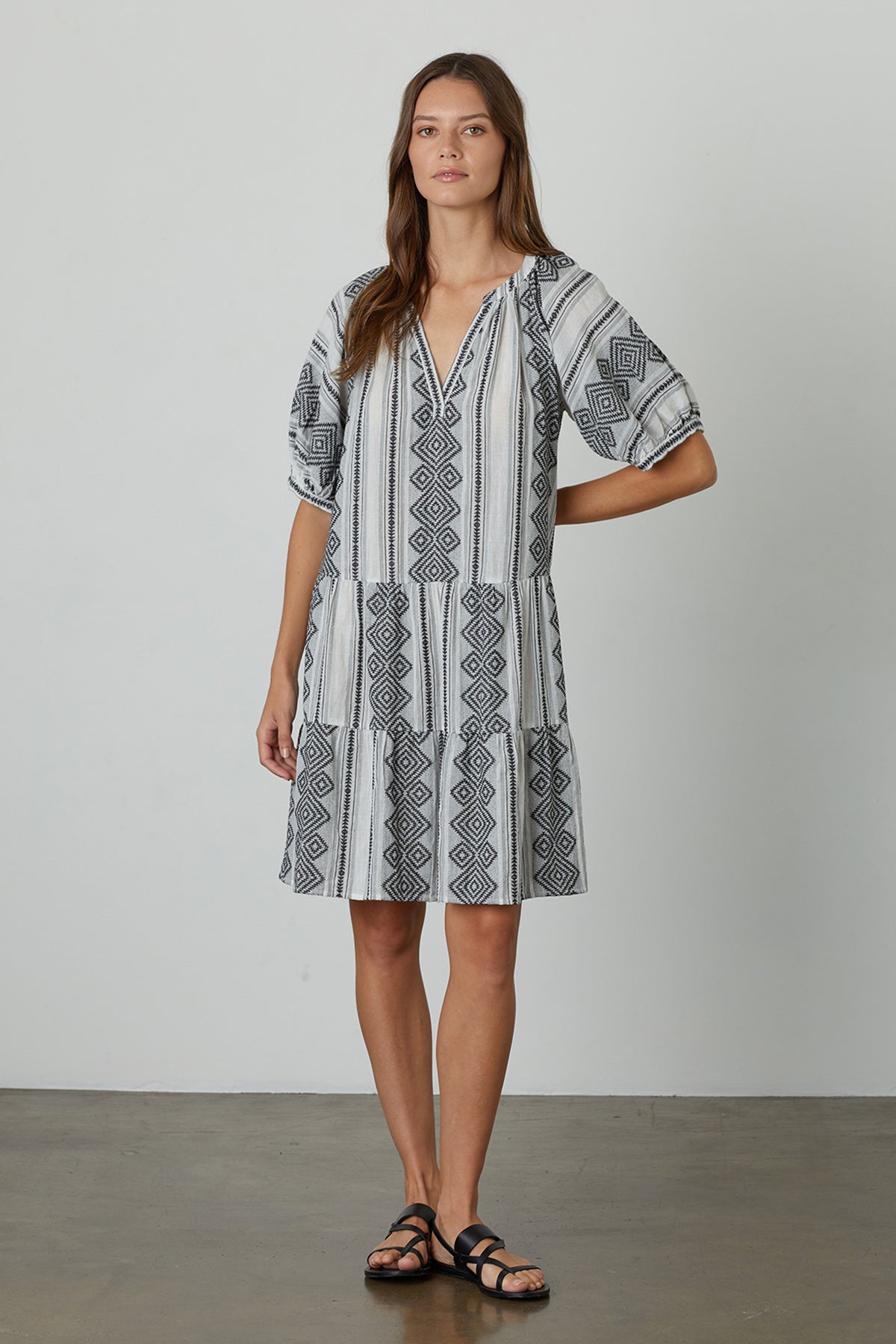 SOPHIE PUFF SLEEVE JACQUARD DRESS - Velvet Staging 2.0-26916351672516