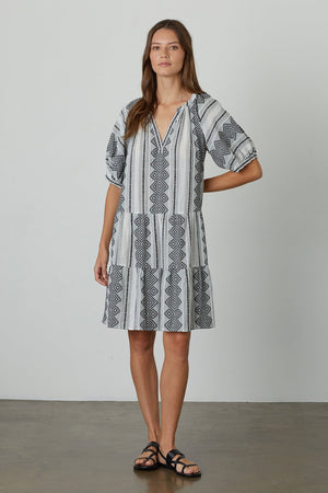 SOPHIE PUFF SLEEVE JACQUARD DRESS - Velvet Staging 2.0