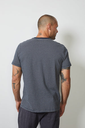 Evan Pocket Tee Navy Stripe Back
