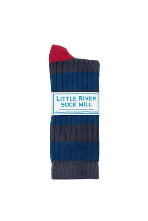STRIPED RIB CREW SOCK BY LITTLE RIVER SOCK MILL Velvet by Graham & Spencer