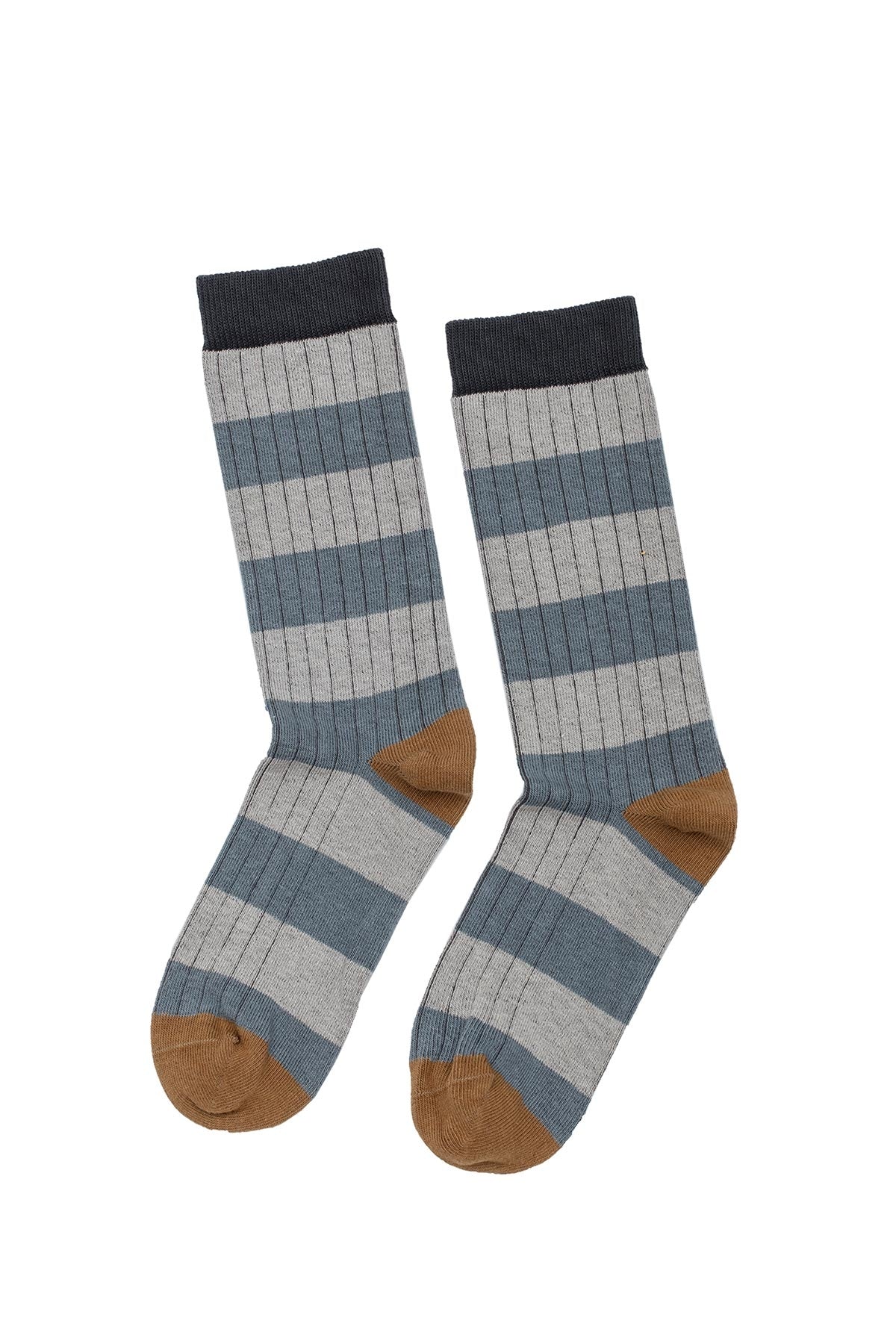 STRIPED RIB CREW SOCK BY LITTLE RIVER SOCK MILL Velvet by Graham & Spencer