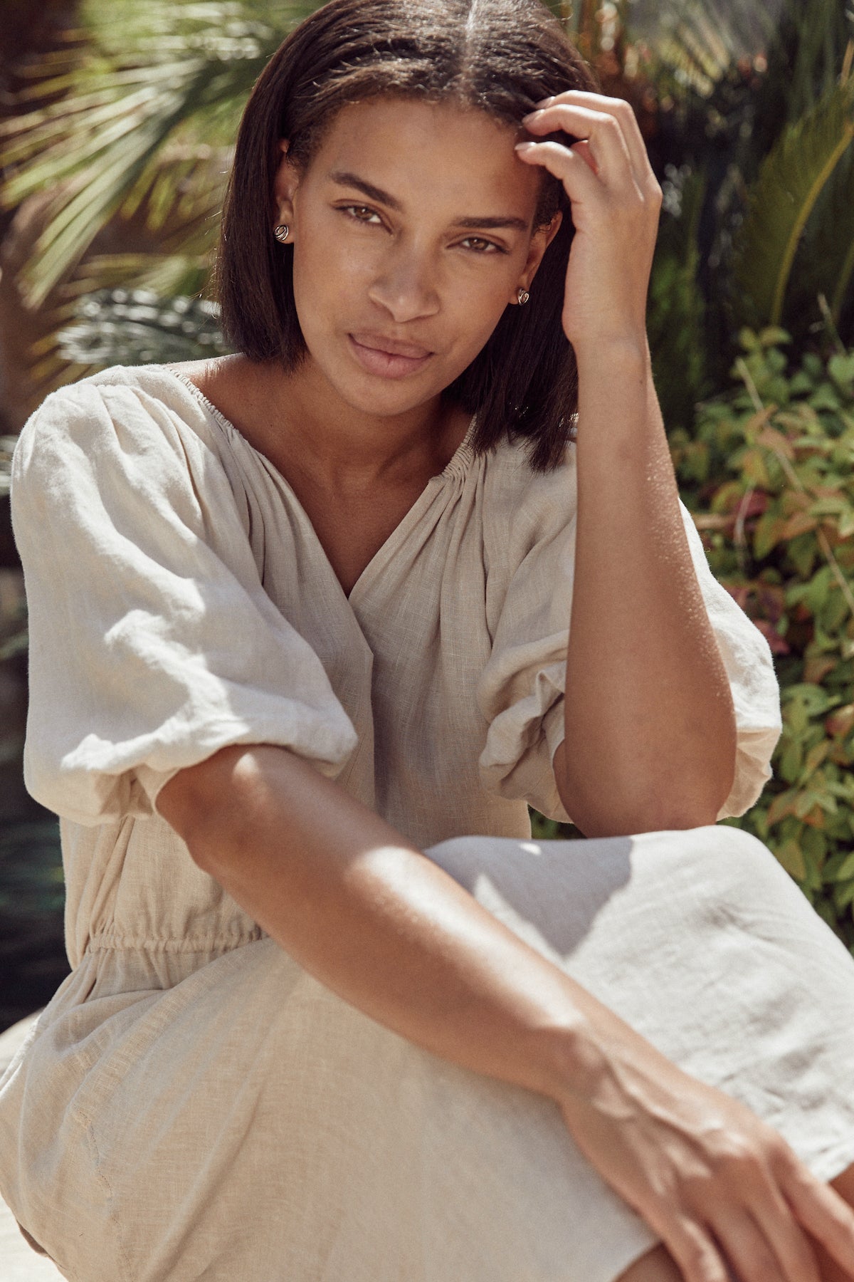 SUSANNAH PUFF SLEEVE LINEN DRESS - Velvet Staging 2.0