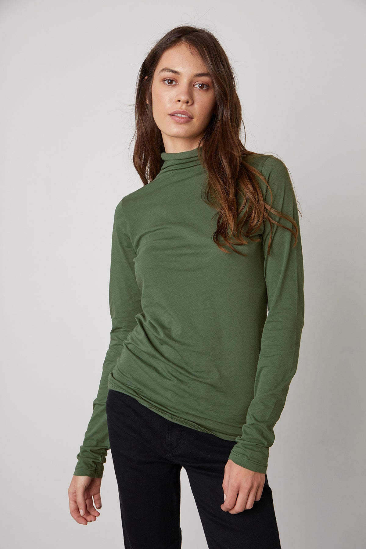 TALISIA GAUZY WHISPER FITTED MOCK NECK TEE - Velvet Staging 2.0-26916368842948