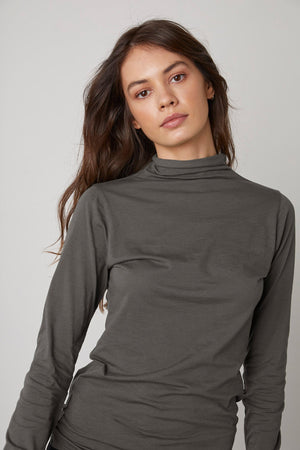 TALISIA GAUZY WHISPER FITTED MOCK NECK TEE - Velvet Staging 2.0