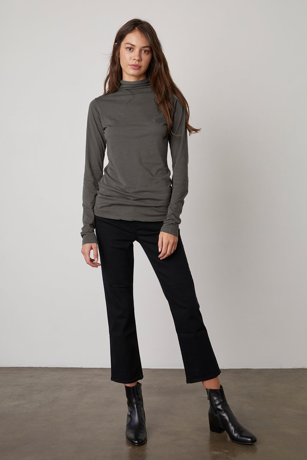 TALISIA GAUZY WHISPER FITTED MOCK NECK TEE - Velvet Staging 2.0