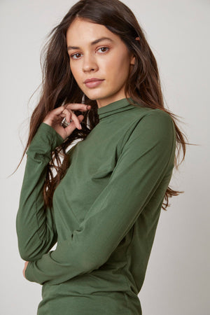 TALISIA GAUZY WHISPER FITTED MOCK NECK TEE - Velvet Staging 2.0