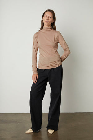 TALISIA GAUZY WHISPER FITTED MOCK NECK TEE - Velvet Staging 2.0