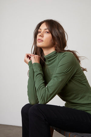 TALISIA GAUZY WHISPER FITTED MOCK NECK TEE - Velvet Staging 2.0