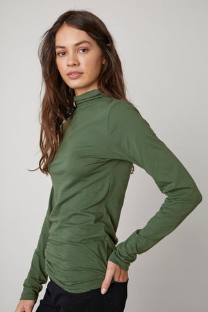 TALISIA GAUZY WHISPER FITTED MOCK NECK TEE - Velvet Staging 2.0