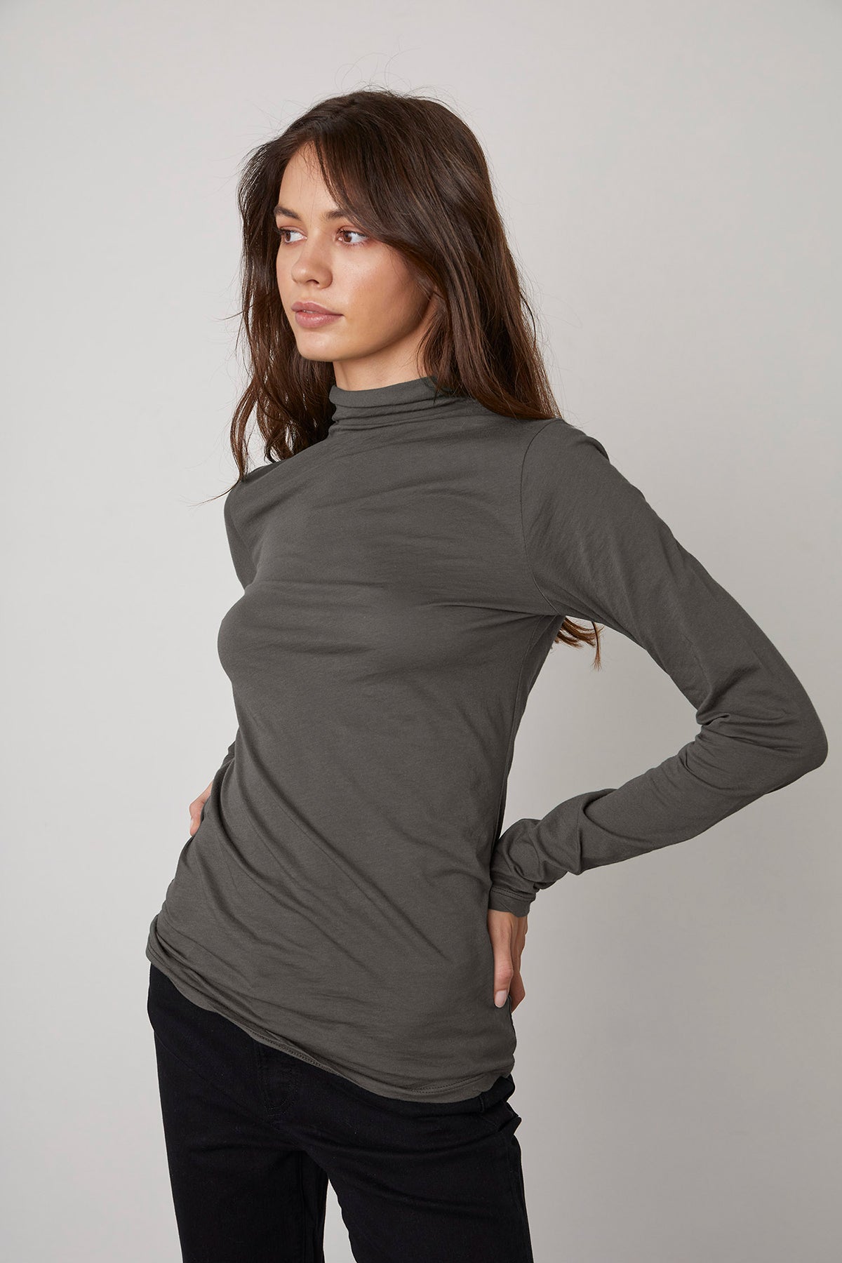 TALISIA GAUZY WHISPER FITTED MOCK NECK TEE - Velvet Staging 2.0