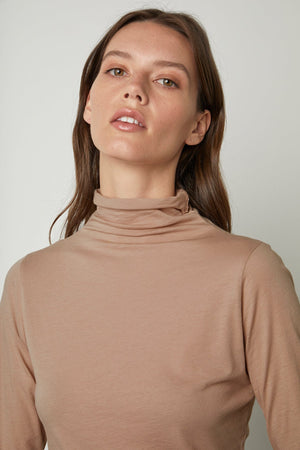 TALISIA GAUZY WHISPER FITTED MOCK NECK TEE - Velvet Staging 2.0