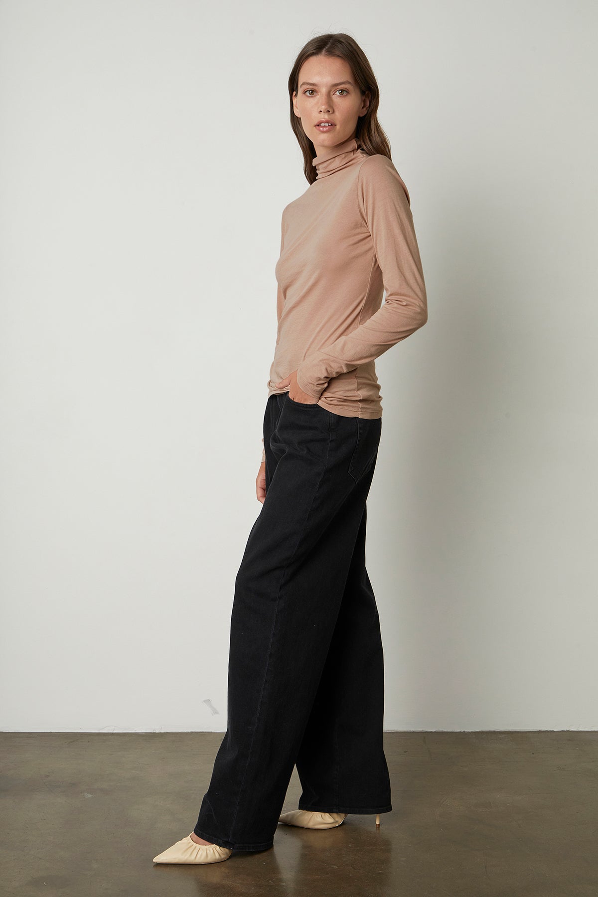 TALISIA GAUZY WHISPER FITTED MOCK NECK TEE - Velvet Staging 2.0