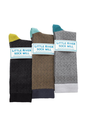 TEXTURED HERRINGBONE CREW SOCK BY LITTLE RIVER SOCK MILL Little River