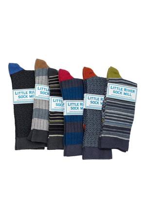 TEXTURED HERRINGBONE CREW SOCK BY LITTLE RIVER SOCK MILL Little River