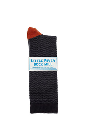 TEXTURED HERRINGBONE CREW SOCK BY LITTLE RIVER SOCK MILL Little River
