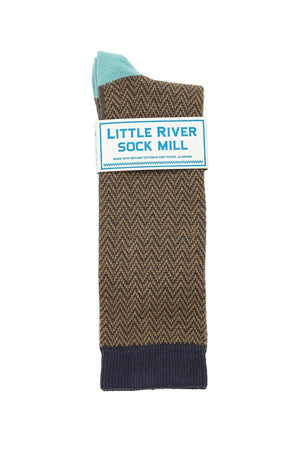 TEXTURED HERRINGBONE CREW SOCK BY LITTLE RIVER SOCK MILL Little River