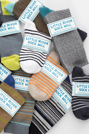 TEXTURED HERRINGBONE CREW SOCK BY LITTLE RIVER SOCK MILL Little River