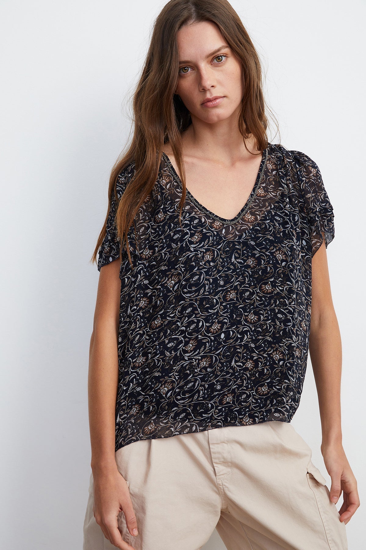TRACIA SCOOP NECK PRINTED BLOUSE - Velvet Staging 2.0-26916379623620