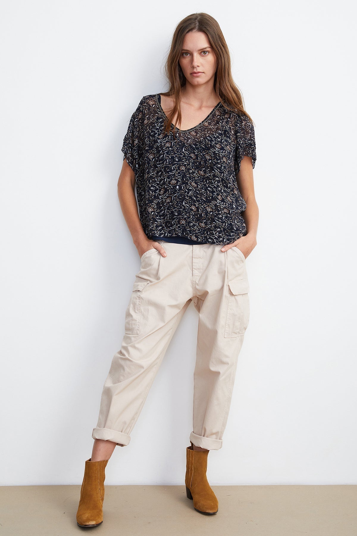TRACIA SCOOP NECK PRINTED BLOUSE - Velvet Staging 2.0