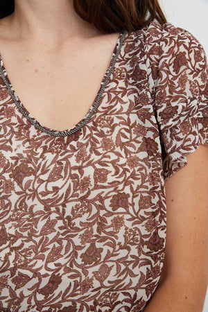 TRACIA SCOOP NECK PRINTED BLOUSE - Velvet Staging 2.0