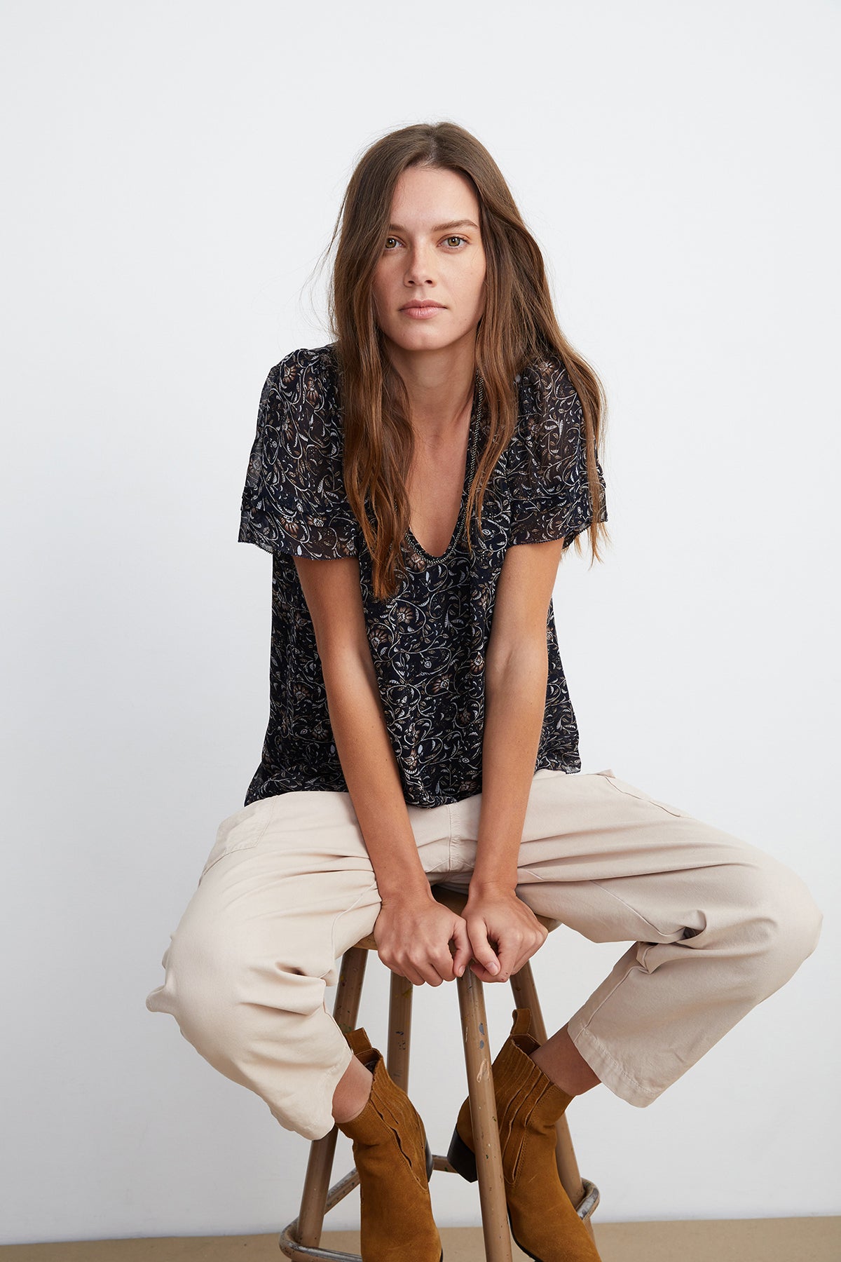 TRACIA SCOOP NECK PRINTED BLOUSE - Velvet Staging 2.0