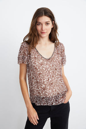 TRACIA SCOOP NECK PRINTED BLOUSE - Velvet Staging 2.0