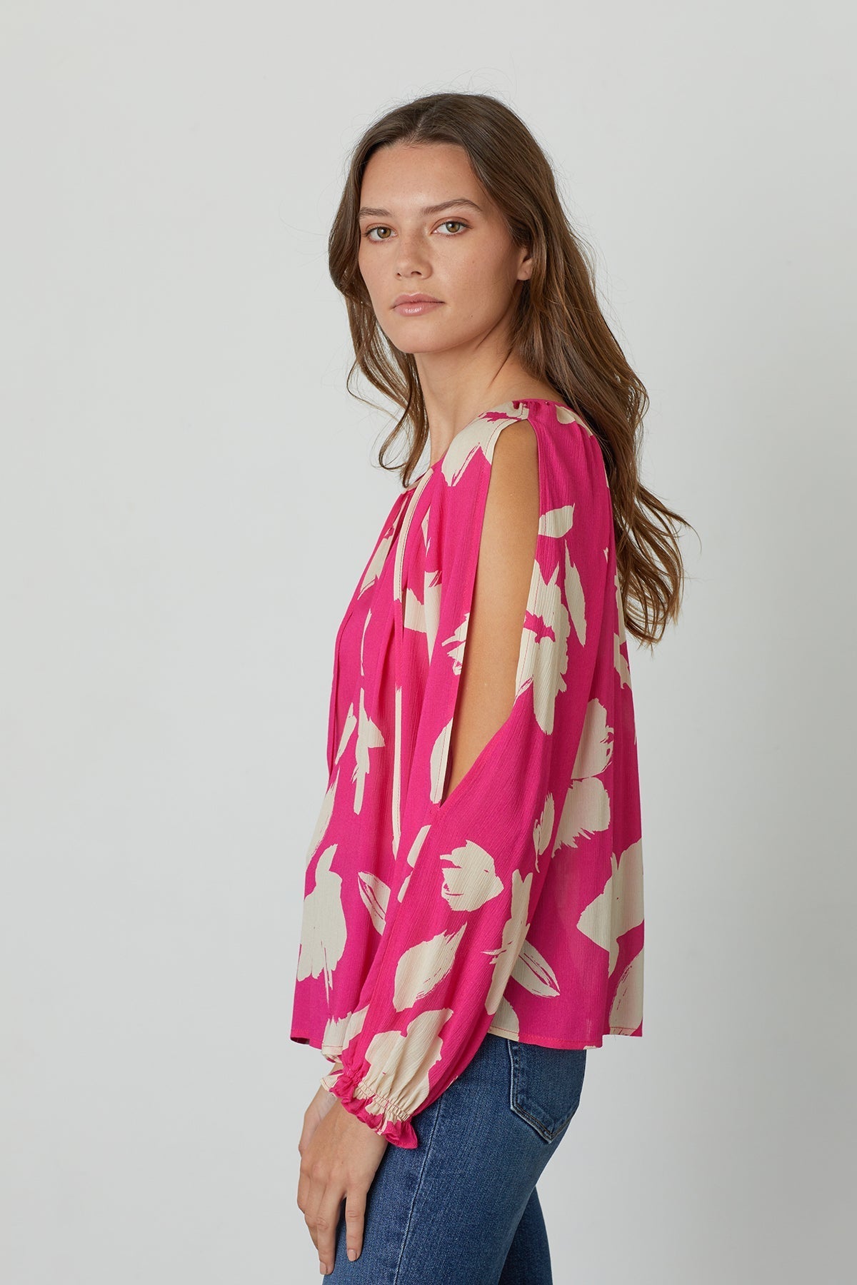 VIKKI PRINTED CUT OUT BLOUSE - Velvet Staging 2.0