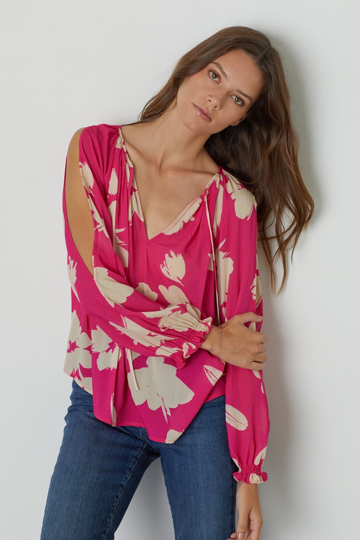 VIKKI PRINTED CUT OUT BLOUSE - Velvet Staging 2.0-26916395352260
