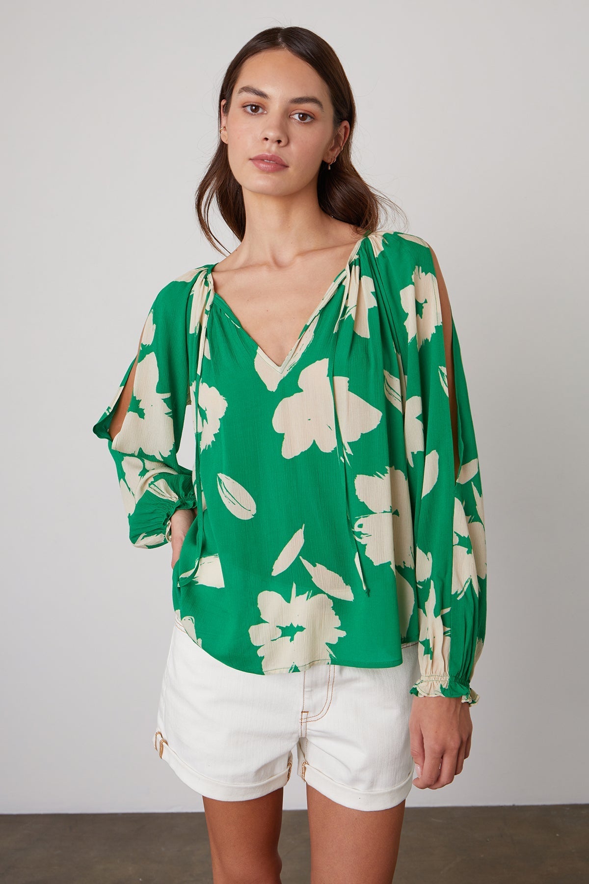 VIKKI PRINTED CUT OUT BLOUSE - Velvet Staging 2.0