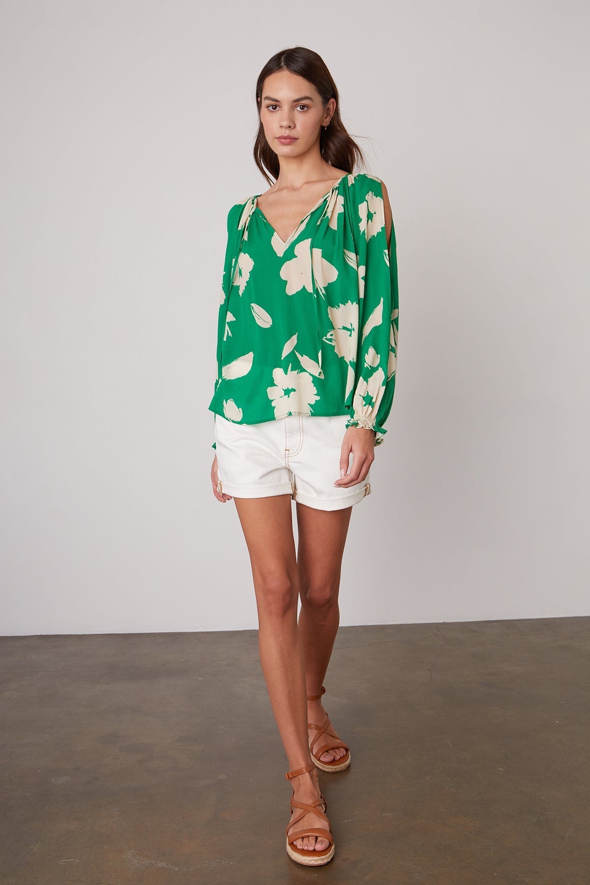 VIKKI PRINTED CUT OUT BLOUSE - Velvet Staging 2.0