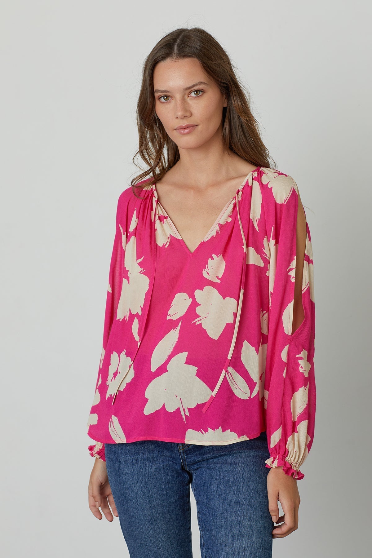 VIKKI PRINTED CUT OUT BLOUSE - Velvet Staging 2.0-26916395286724