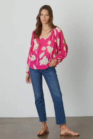 VIKKI PRINTED CUT OUT BLOUSE - Velvet Staging 2.0
