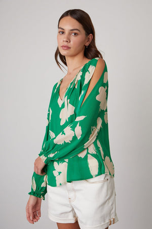 VIKKI PRINTED CUT OUT BLOUSE - Velvet Staging 2.0