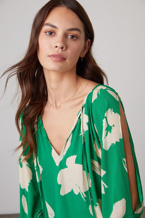 VIKKI PRINTED CUT OUT BLOUSE - Velvet Staging 2.0