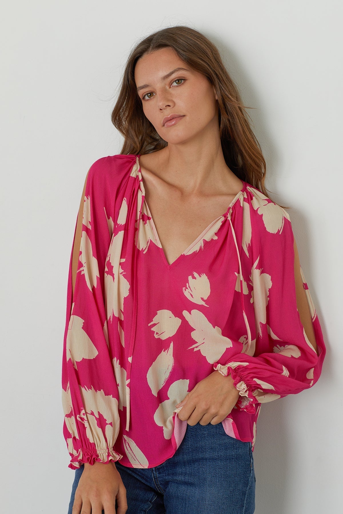 VIKKI PRINTED CUT OUT BLOUSE - Velvet Staging 2.0