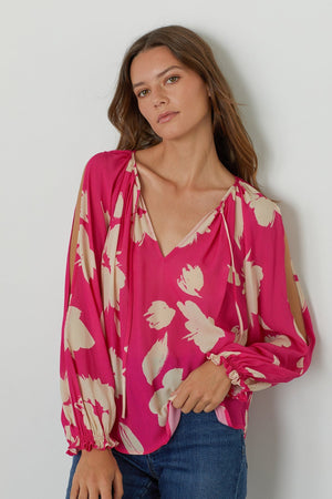 VIKKI PRINTED CUT OUT BLOUSE - Velvet Staging 2.0