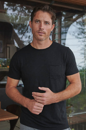 CHAD RAW EDGE COTTON SLUB POCKET TEE