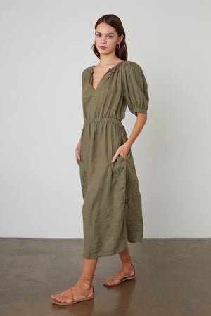 WHITNEY CUT OUT LINEN DRESS - Velvet Staging 2.0