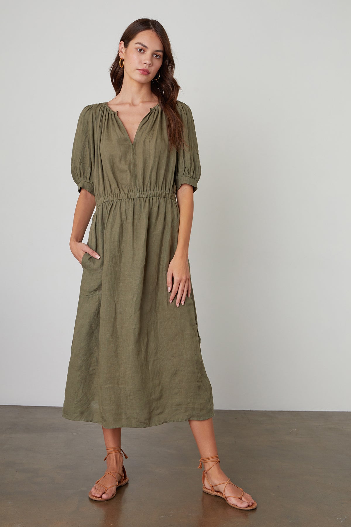 WHITNEY CUT OUT LINEN DRESS - Velvet Staging 2.0