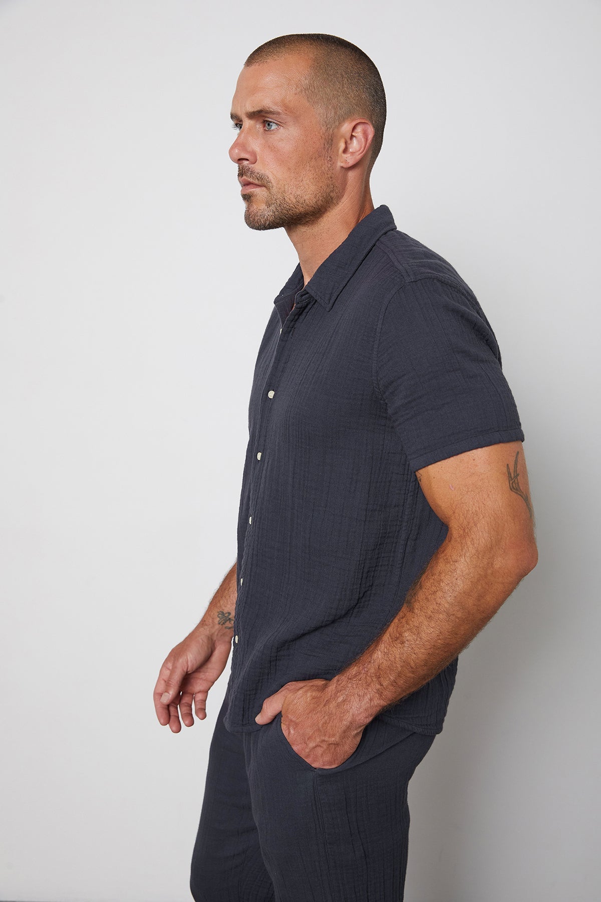 Christian Button Up Shirt in Ink Side-25275504197828